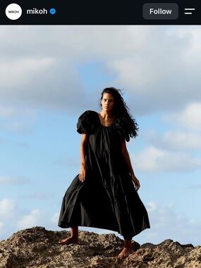 Mikoh Black Puff-Sleeve Brava Maxi Dress